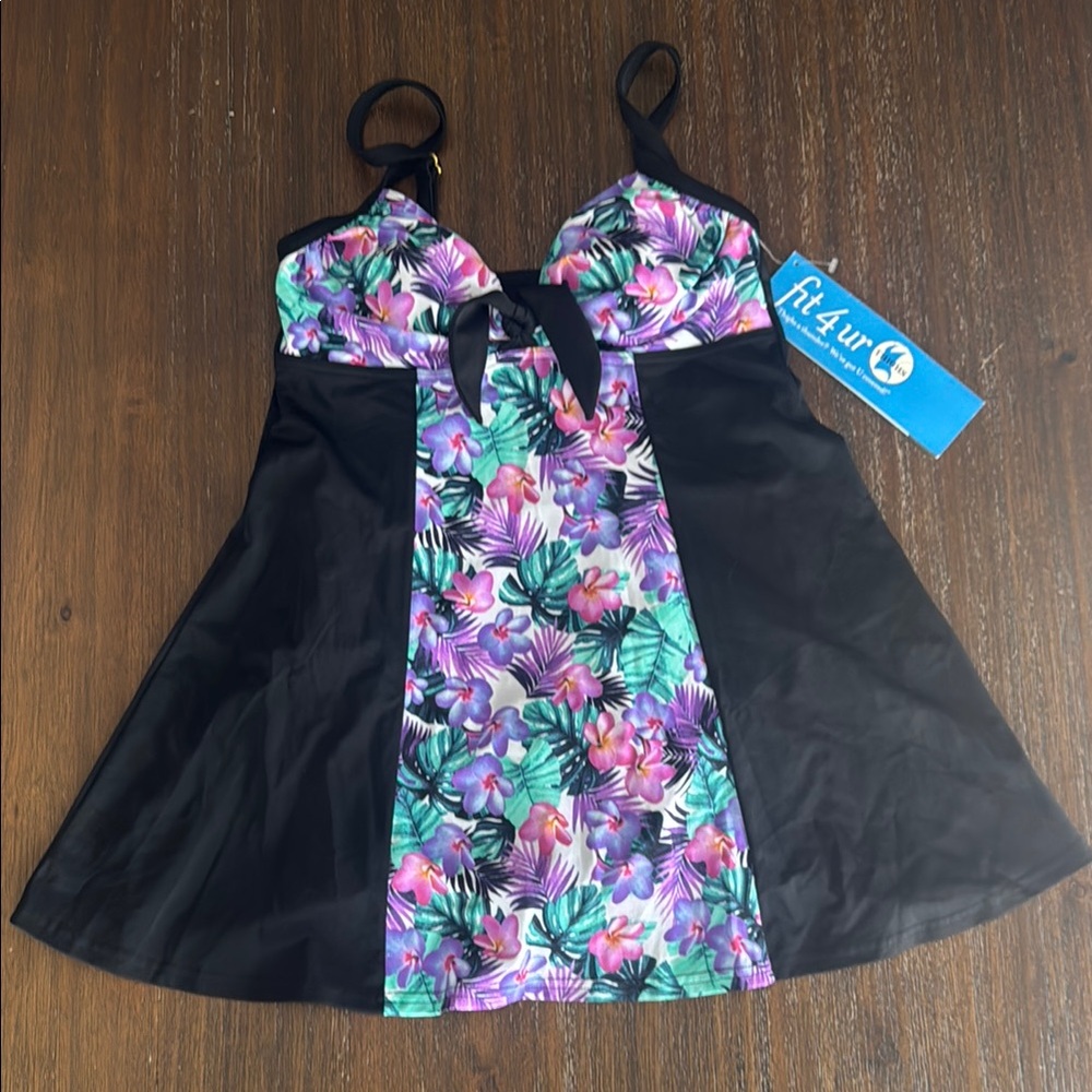 Fit 4 Ur Thighs Blocked Vintage Tie Front Dress swimsuit size 8